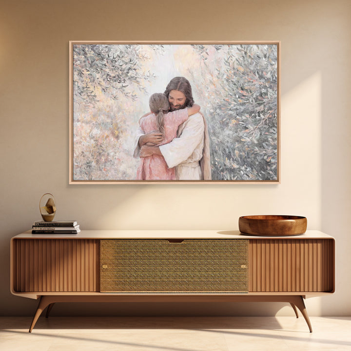 Compassion Embrace – Framed Canvas Print – Jesus Painting – Christian Wall Art – Christian Art Canvas – Christian Gift – Modern Christian A