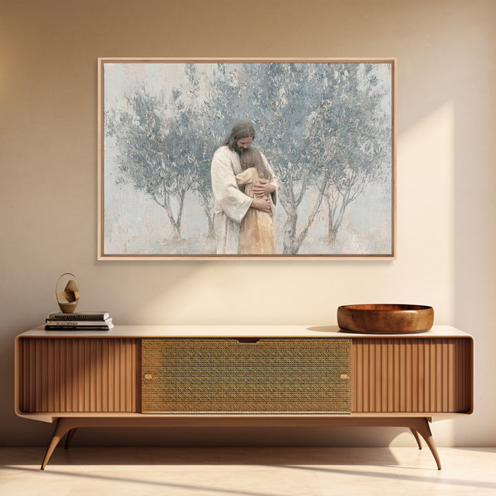 Olive Grove Peace – Framed Canvas Print – Christian Art Canvas – Jesus Painting – Christian Wall Art – Subtle Christian Paintings – Christi