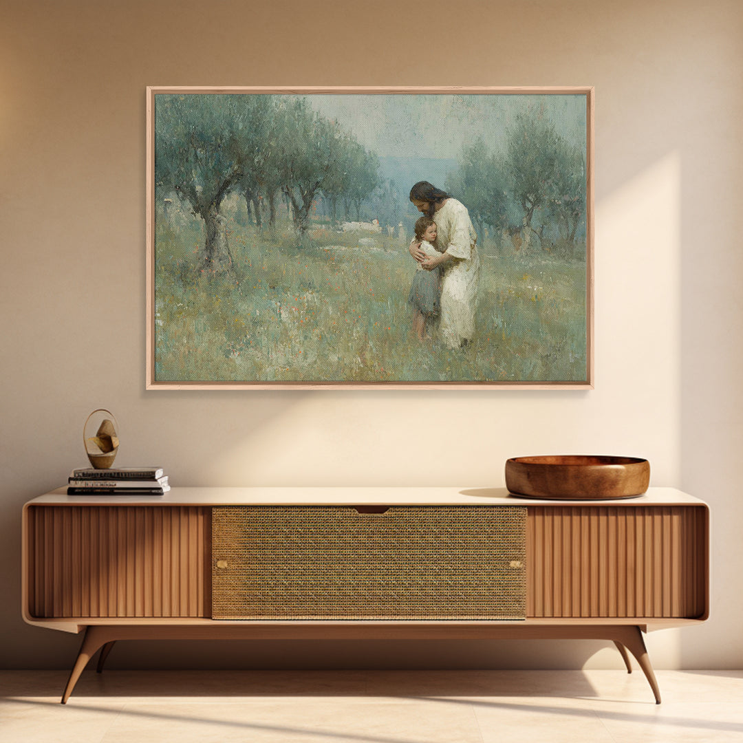 Grace In The Grove – Framed Canvas Print – Christian Wall Art – Jesus Painting – Christian Art Canvas – Subtle Christian Art – Christian Gi