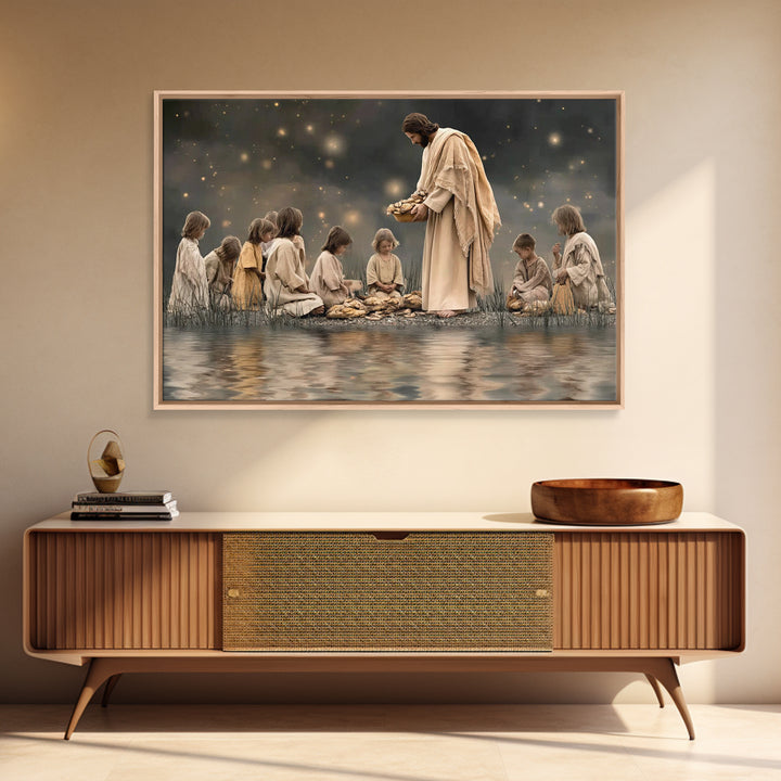 Bread Of Mercy – Framed Canvas Print – Jesus Painting – Christian Art Canvas – Christian Wall Art – Large Christian Art – Modern Christian