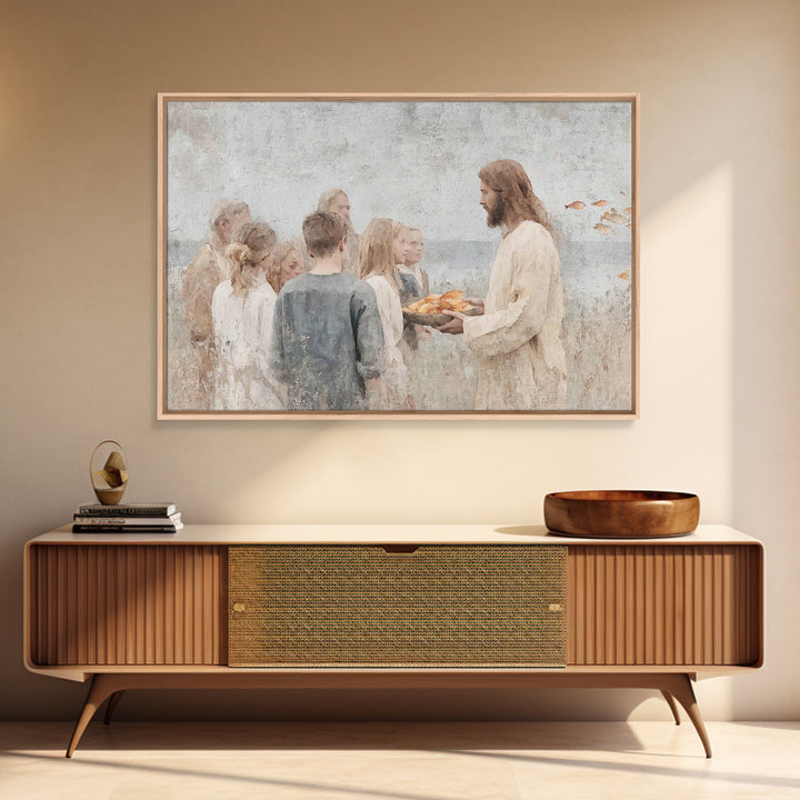 Gathered Blessing – Framed Canvas Print – Christian Art Canvas – Christian Wall Art – Jesus Painting – Christian Art Print – Christian Deco