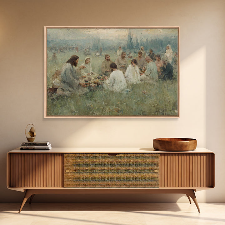 Fields Of Sharing – Framed Canvas Print – Christian Art Canvas – Large Christian Painting – Christian Wall Art – Subtle Christian Paintings