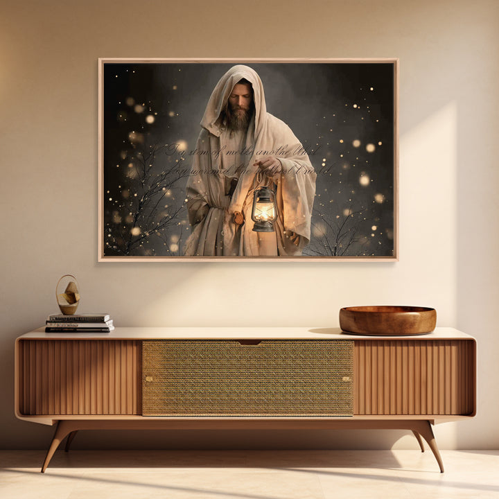 Lantern Of Grace | Framed Canvas Print | Jesus Canvas Art | Christian Wall Art | Christian Art Canvas | Christian Gift | Vintage Christian