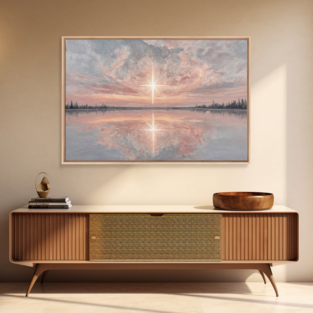 Heavenly Dawn Star | Framed Canvas Print | Christian Art Canvas | Christian Christmas Decor | Christian Painting | Christmas Wall Art | Vin