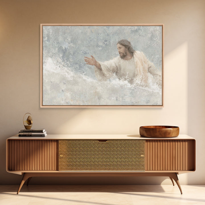Waves Of Hope, Framed Canvas Print, Jesus Painting, Christian Wall Art, Christian Art Canvas, Large Christian Art, Christian Gift Ideas