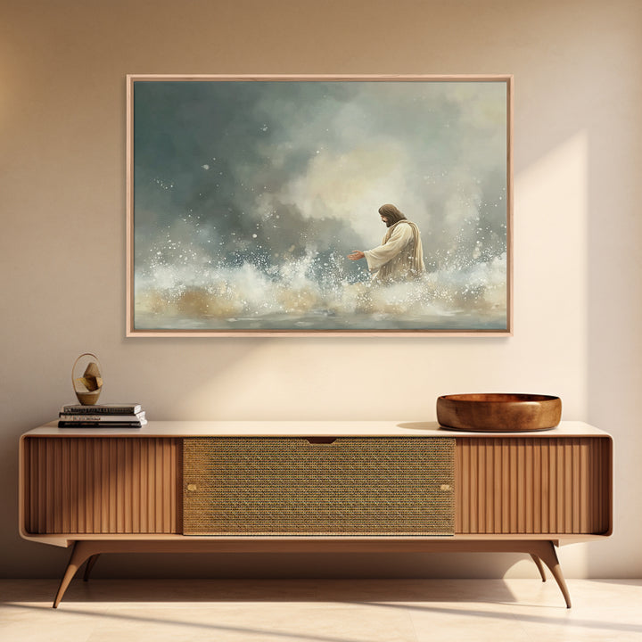 Calm In The Storm | Framed Canvas Print | Christian Art Canvas | Jesus Painting | Modern Christian Art | Christian Wall Art | Christian Dec