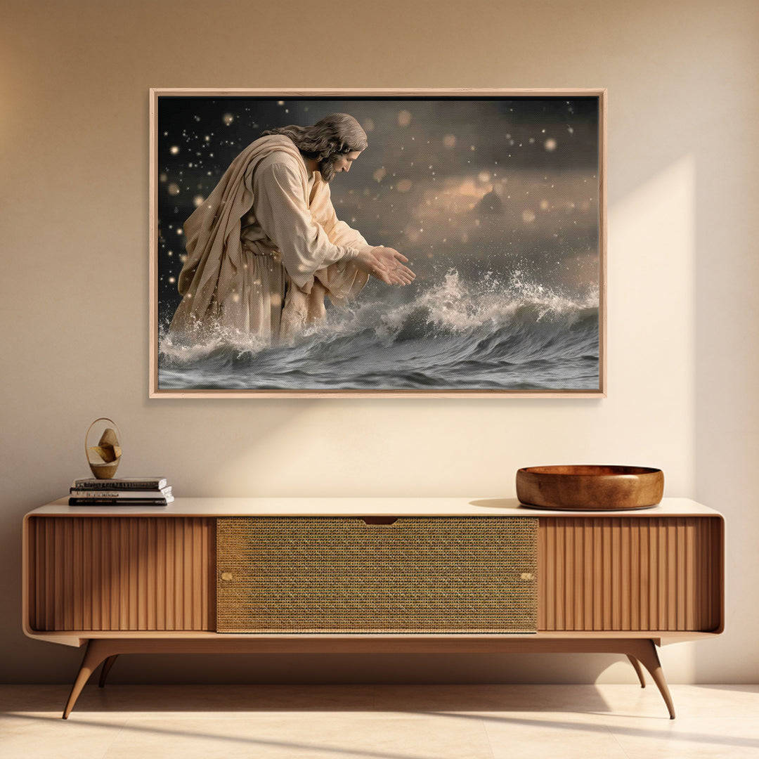 Night Of Peace, Framed Canvas Print, Christian Art Canvas, Jesus Painting, Christian Wall Art, Moody Christian Art, Christian Gift Ideas