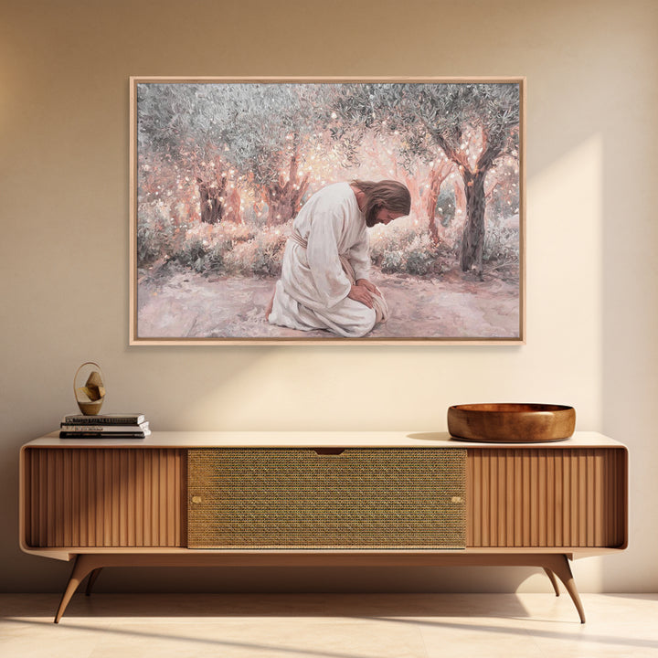 Light In Gethsemane – Framed Canvas Print – Christian Art Canvas – Jesus Painting – Christian Wall Art – Large Christian Art – Christian De