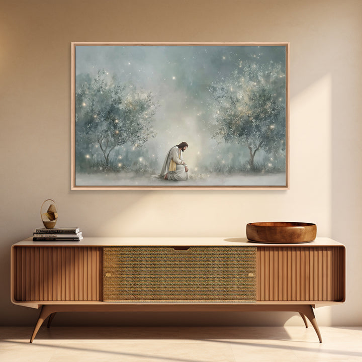 Heavenly Stillness - Framed Canvas Print - Christian Wall Art - Modern Christian Art - Jesus Painting - Christian Art Canvas