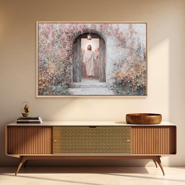 Blessed Entryway - Framed Canvas Print - Christian Art Canvas - Christian Wall Art - Jesus Painting - Christian Christmas Art