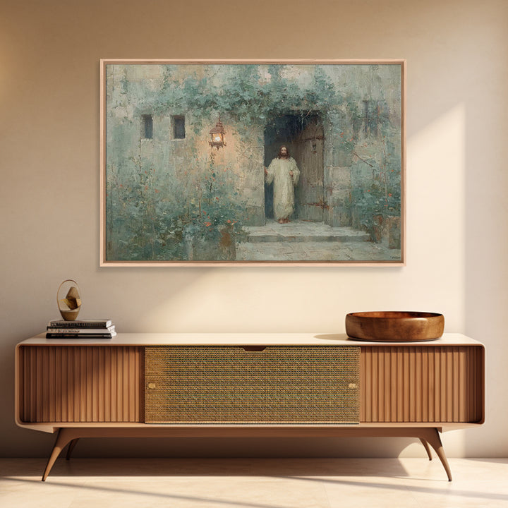 Light Of Welcome - Framed Canvas Print - Christian Wall Art - Modern Christian Art - Jesus Painting - Christian Art Canvas