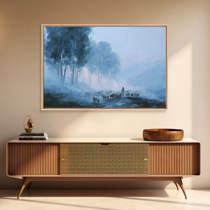Misty Guidance – Framed Canvas Print – Christian Wall Art – Modern Christian Art – Jesus Painting – Christian Art Canvas