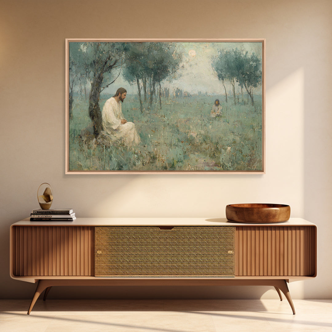 Gethsemane Dawn Peace – Framed Canvas Print – Christian Art – Jesus Painting – Christian Art Canvas – Vintage Christian Art – Christian Wal