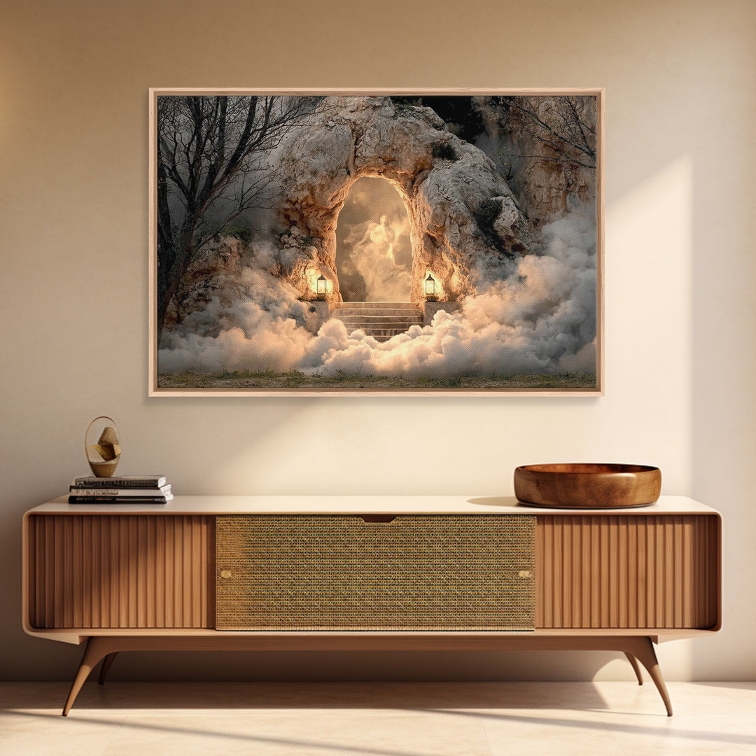 Risen Glory Path, Framed Canvas Print, Christian Art Canvas, Christian Wall Art, Easter Art, Christian Decor, Jesus Painting, Christian Gif