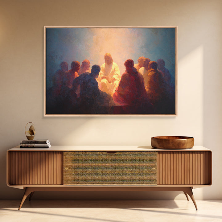 Eternal Gathering, Framed Canvas Print, Christian Art Canvas, Jesus Painting, Christian Wall Art, Christmas Art Prints, Modern Christian Ar
