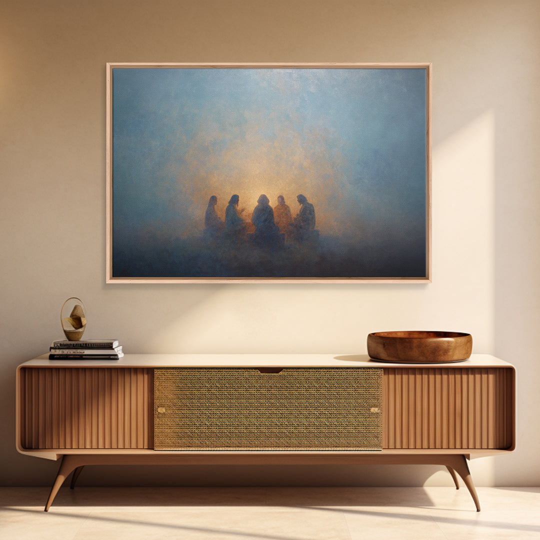 Sacred Assembly - Framed Canvas Print - Christian Art Canvas - Jesus Painting - Christian Wall Art - Moody Christian Art - Christmas Art Pr