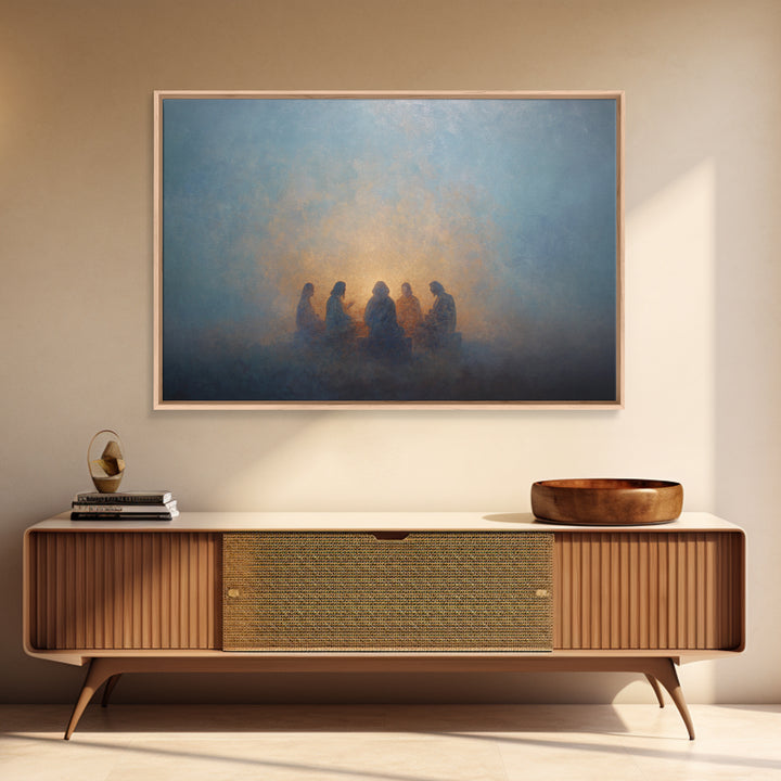 Sacred Assembly - Framed Canvas Print - Christian Art Canvas - Jesus Painting - Christian Wall Art - Moody Christian Art - Christmas Art Pr
