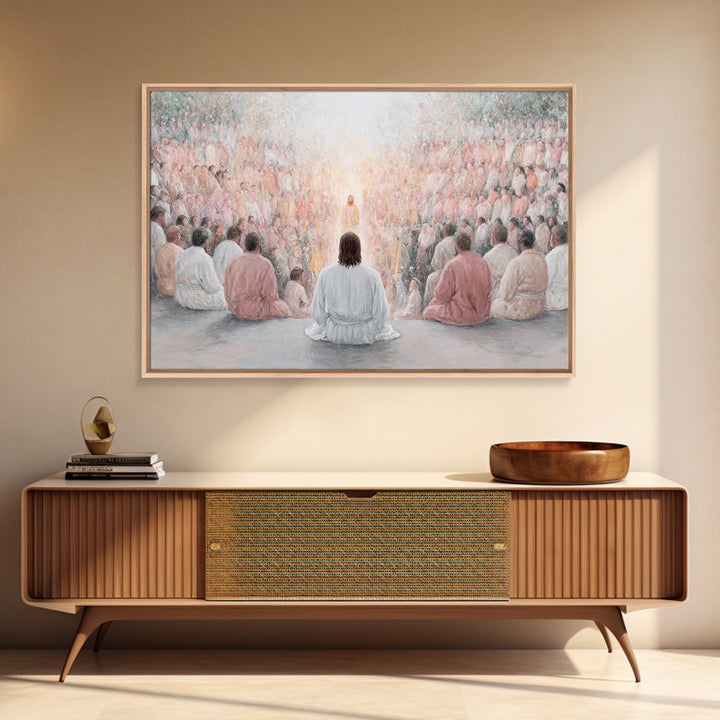Radiant Discourse, Framed Canvas Print, Christian Wall Art, Jesus Painting, Christian Art Canvas, Modern Christian Painting, Christian Deco