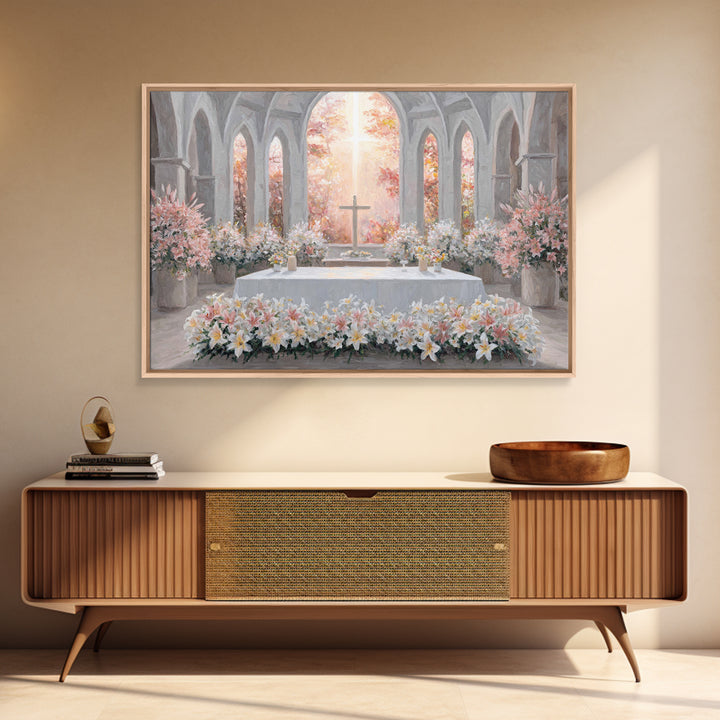 Blooming Chapel Peace – Framed Canvas Print – Christian Wall Art – Christian Christmas Art – Christian Art Canvas – Modern Christian Painti