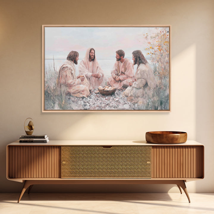 Shoreline Fellowship, Framed Canvas Print, Christian Art Canvas, Jesus Painting, Christian Wall Art, Christian Paintings, Modern Christian