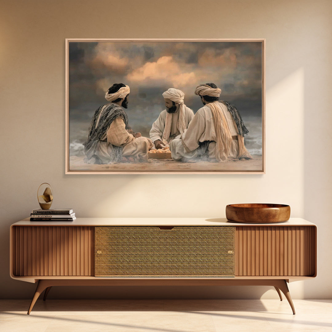 Bread At Dawn | Framed Canvas Print | Christian Art Canvas | Jesus Painting | Christian Wall Art | Moody Christian Art | Christian Art Prin