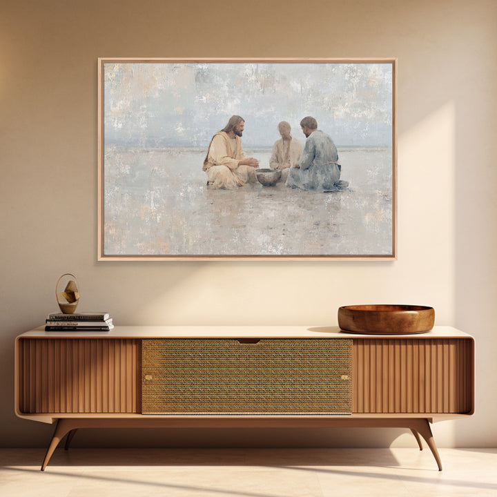 Table Of Peace – Framed Canvas Print – Christian Wall Art – Jesus Painting – Christian Art Print – Moody Christmas Art – Christian Christma