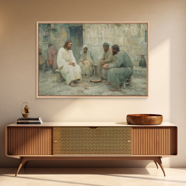 Shore Of Mercy – Framed Canvas Print – Christian Art Print – Christian Wall Art – Jesus Painting – Vintage Christian Art – Christian Christ