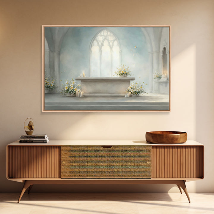 Sanctuary Of Light – Framed Canvas Print – Christian Wall Art – Christian Art Canvas – Jesus Painting – Christian Decor – Christmas Art