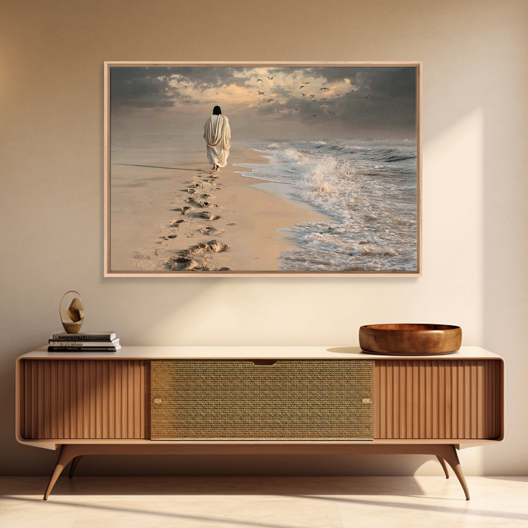 Waves Of Promise | Framed Canvas Print | Jesus Painting | Christian Wall Art | Christian Art Canvas | Large Christian Painting | Christian