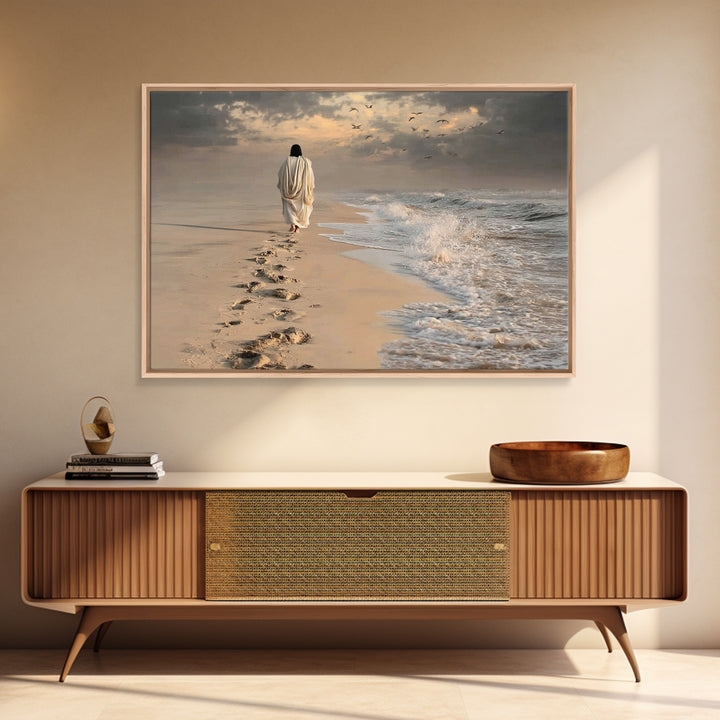 Waves Of Promise | Framed Canvas Print | Jesus Painting | Christian Wall Art | Christian Art Canvas | Large Christian Painting | Christian