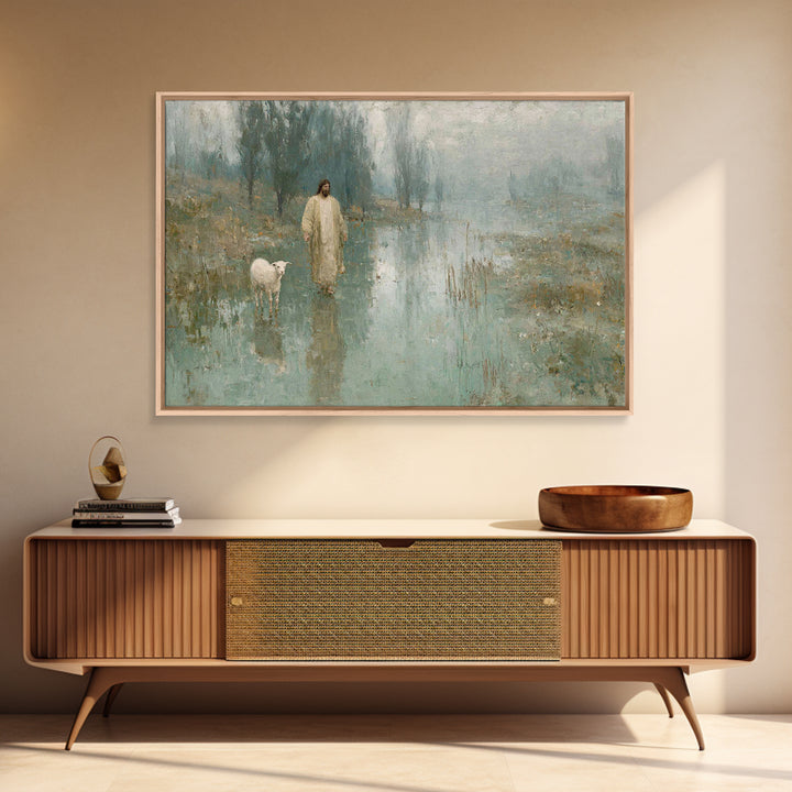 Quiet Meadow Light | Framed Canvas Print | Christian Art Canvas | Jesus Painting | Moody Christian Art | Christian Wall Art