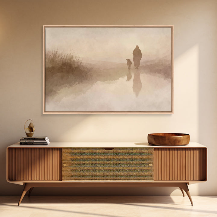 Calm Horizon Grace | Framed Canvas Print | Christian Wall Art | Christian Art Canvas | Minimalist Christian Art | Jesus Painting