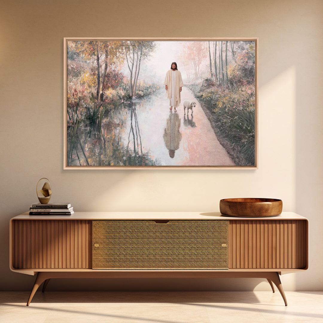 Evening Light Guide - Framed Canvas Print - Jesus Painting - Christian Art Canvas - Christian Wall Art - Moody Christian Art