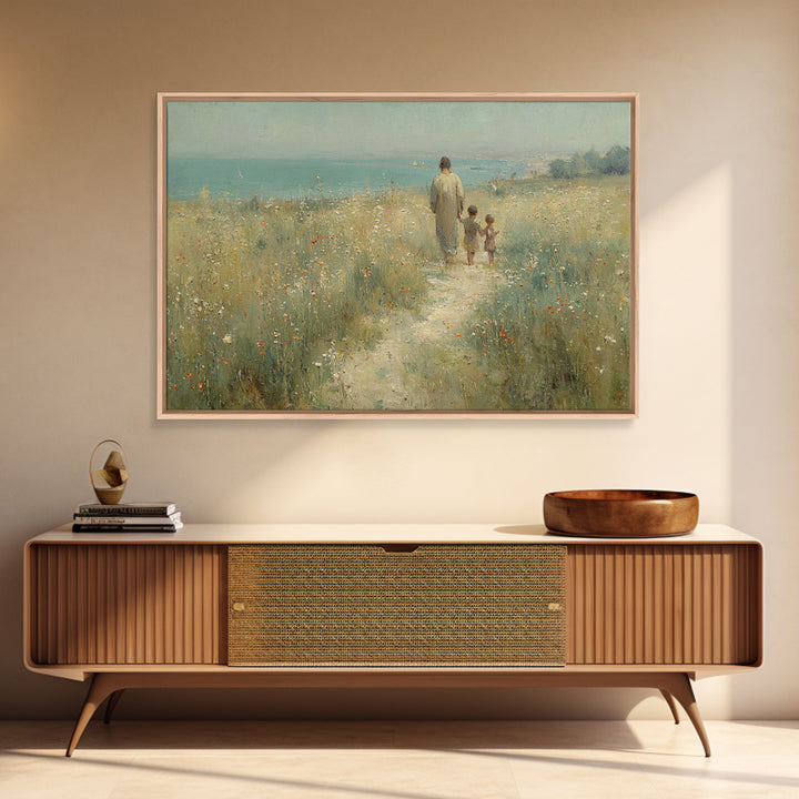 Field Of Promise | Framed Canvas Print | Christian Art Canvas | Jesus Painting | Christian Wall Art | Vintage Christian Art