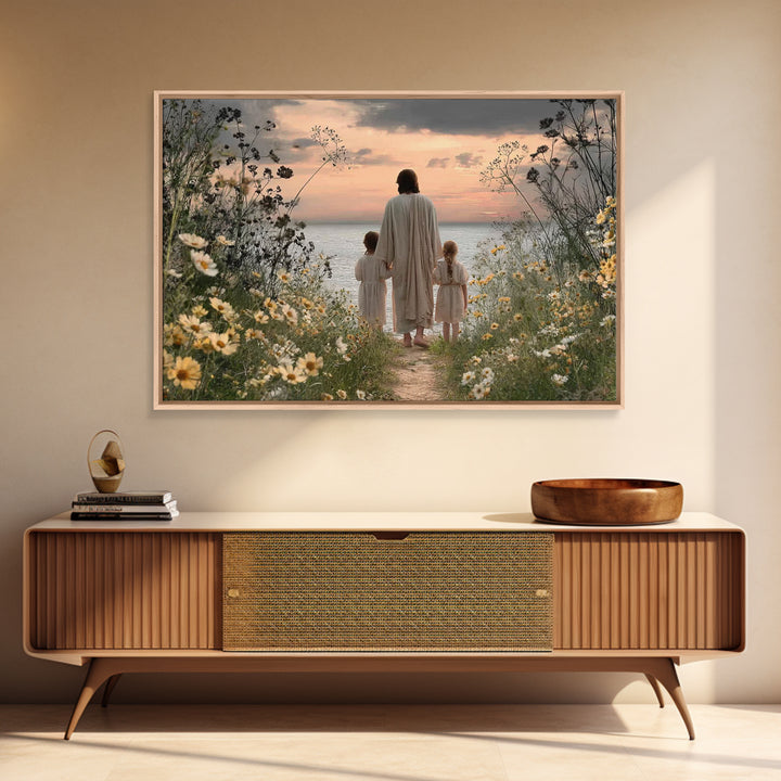 Sunset Of Mercy – Framed Canvas Print – Christian Art Canvas – Jesus Painting – Christian Wall Art – Moody Christian Art