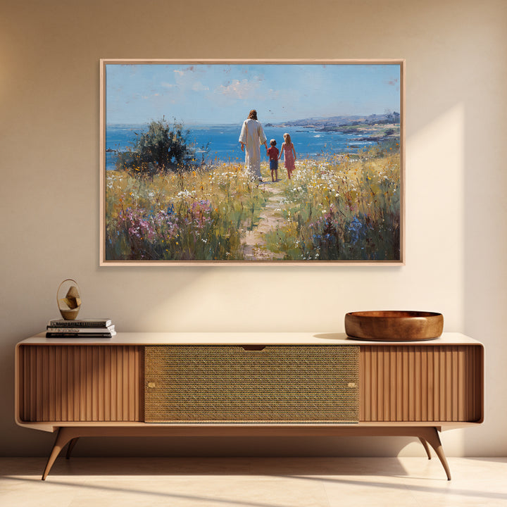 Hillside Hope, Framed Canvas Print, Christian Art Canvas, Christian Wall Art, Jesus Painting, Subtle Christian Art