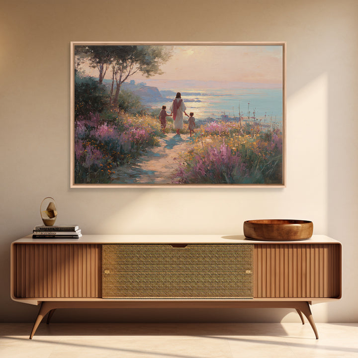 Wildflower Journey, Framed Canvas Print, Christian Art Canvas, Jesus Painting, Christian Wall Art, Modern Christian Art