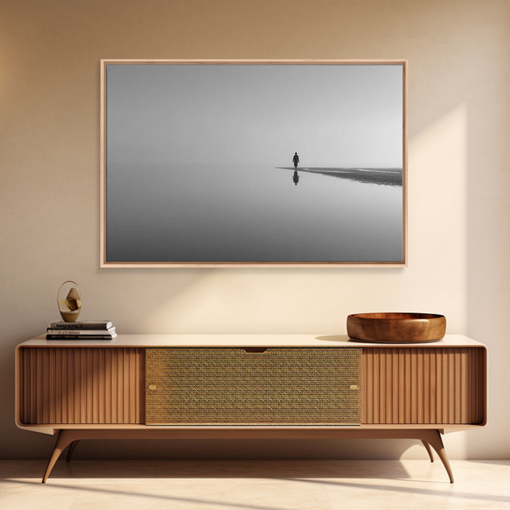 Silent Horizon, Framed Canvas Print, Christian Wall Art, Minimalist Christian Art, Jesus Painting, Christian Art Canvas, Subtle Christian A