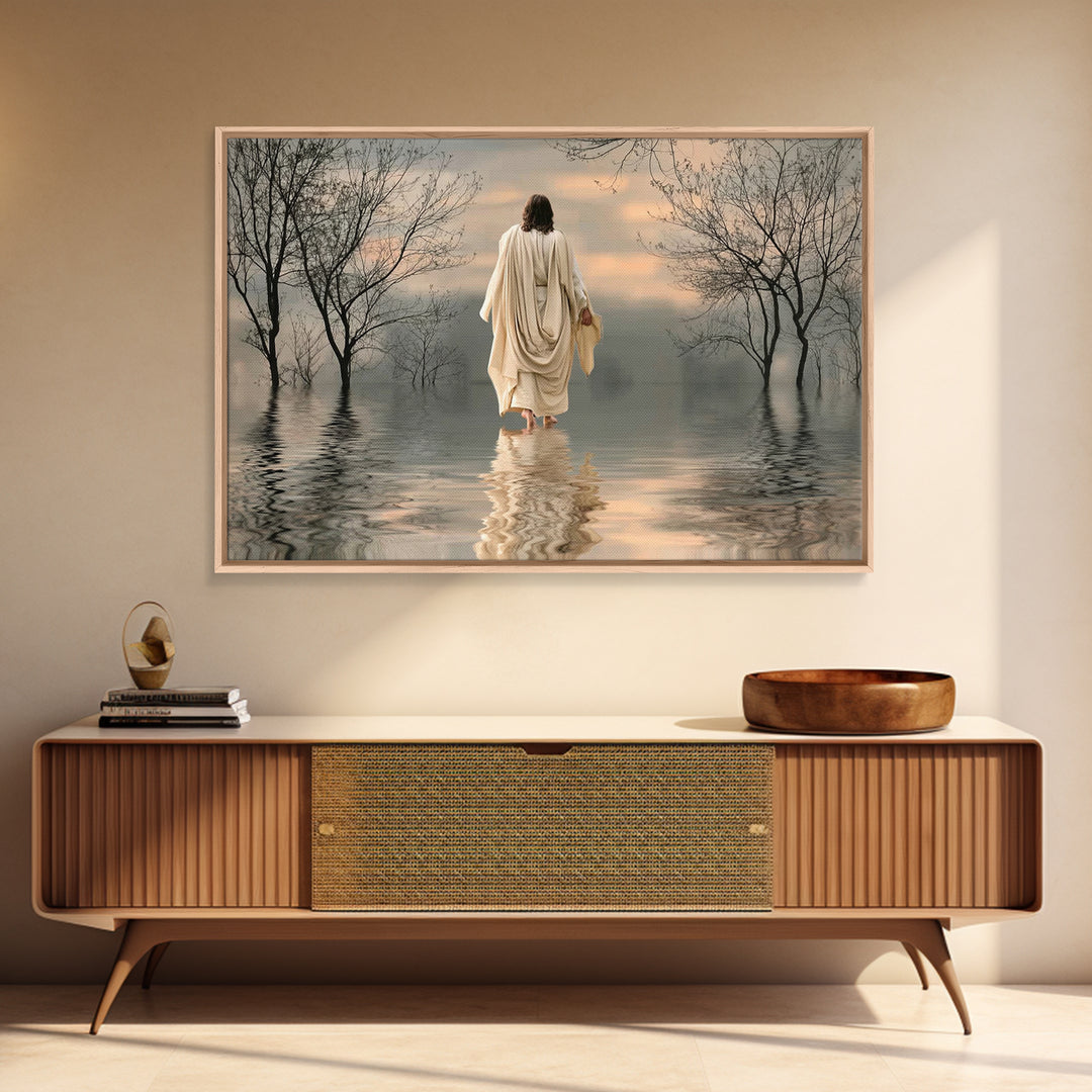 Evening Shepherd Light | Framed Canvas Print | Christian Wall Art | Jesus Painting | Christian Art Canvas | Moody Christian Art | Christian