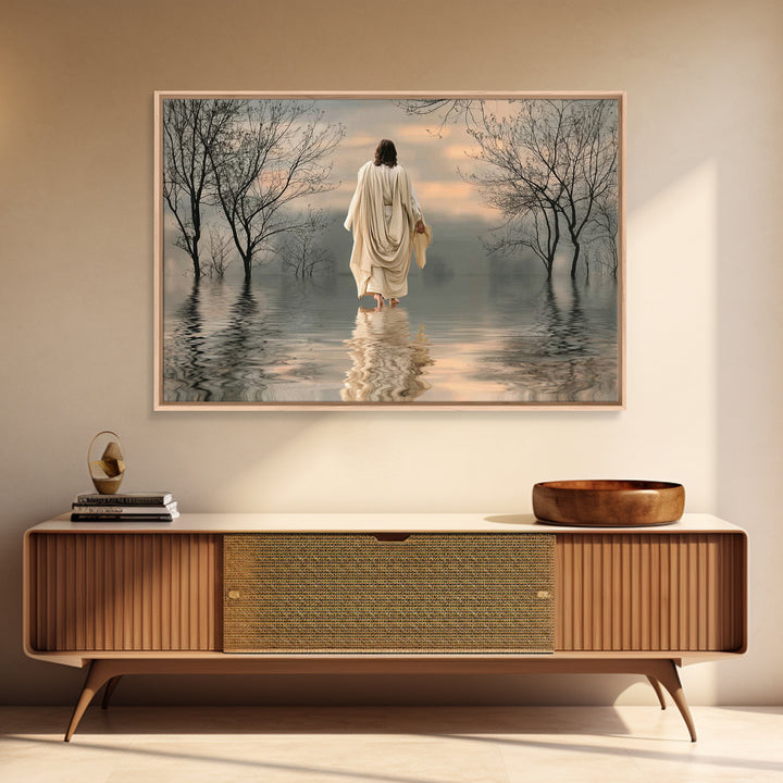 Evening Shepherd Light | Framed Canvas Print | Christian Wall Art | Jesus Painting | Christian Art Canvas | Moody Christian Art | Christian