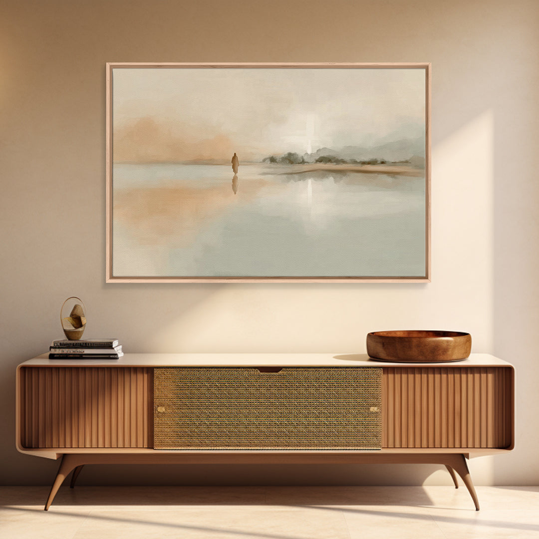Silent Horizon Peace, Framed Canvas Print, Christian Wall Art, Jesus Painting, Christian Art Canvas, Vintage Christian Art, Large Christian