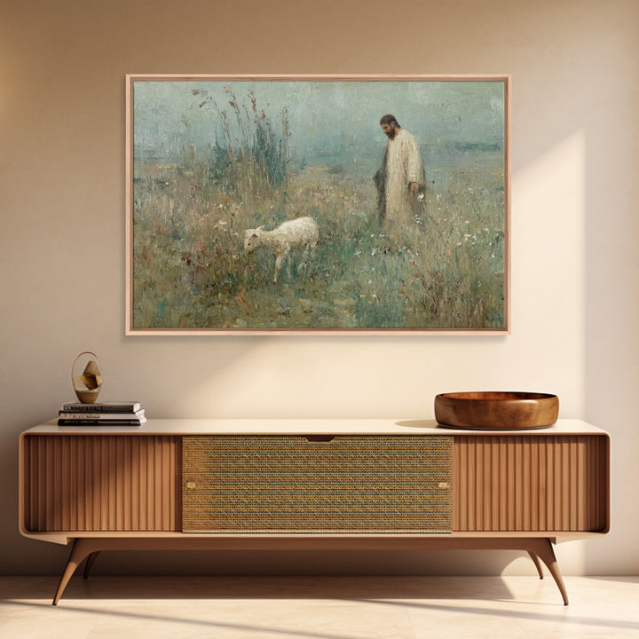 Guiding Lamb | Framed Canvas Print | Christian Art Canvas | Jesus Painting | Christian Wall Art | Christian Decoration | Christian Gift Ide