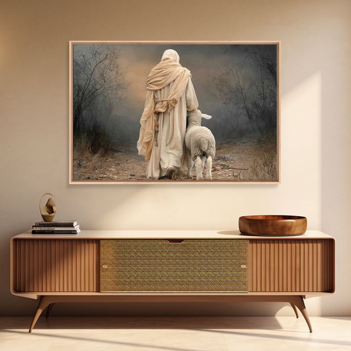 Golden Shepherd Stillness, Framed Canvas Print, Christian Art Canvas, Jesus Painting, Moody Christian Art, Christian Wall Art, Christian Ar
