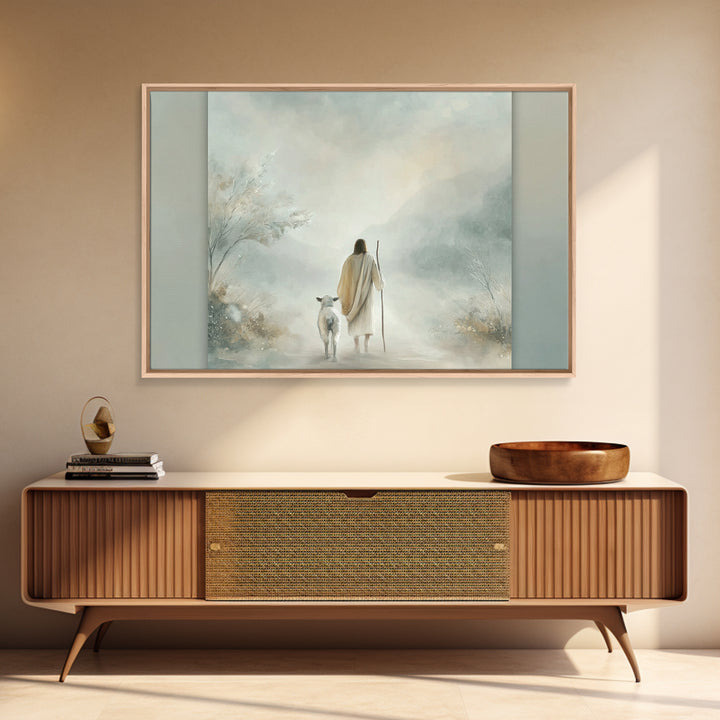 Peaceful Way – Framed Canvas Print – Christian Wall Art – Jesus Painting – Christian Art Print – Minimalist Christian Art – Christian Gift