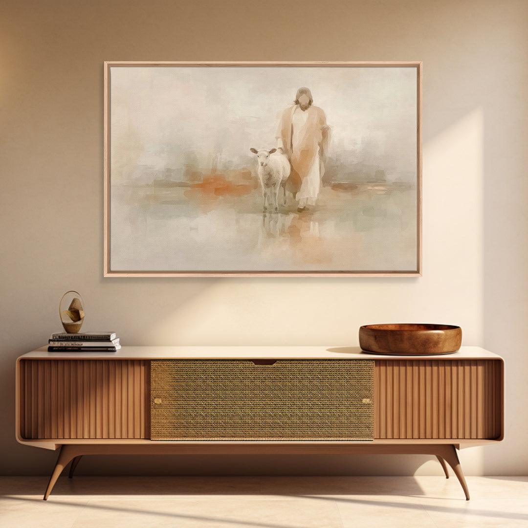 Still Waters, Framed Canvas Print, Christian Art Canvas, Jesus Painting, Subtle Christian Art, Christian Decorations, Christian Art Prints
