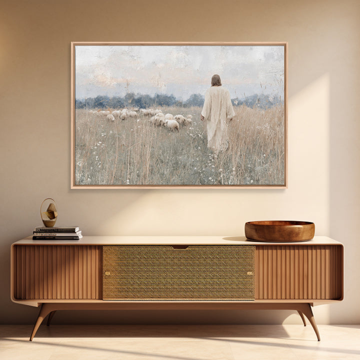 Quiet Meadow | Framed Canvas Print | Christian Wall Art | Christian Art Canvas | Jesus Painting | Minimalist Christian Art | Christian Art