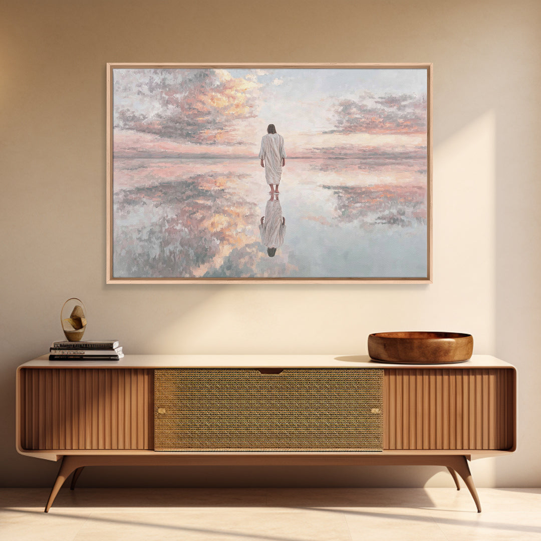 Heaven’s Reflection – Framed Canvas Print – Christian Art Canvas – Jesus Art Print – Christian Wall Art – Modern Christian Art – Christmas