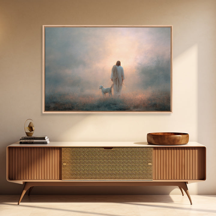 Quiet Shepherd Light, Framed Canvas Print, Christian Art Canvas, Moody Christian Art, Jesus Painting, Christian Wall Art, Subtle Christian