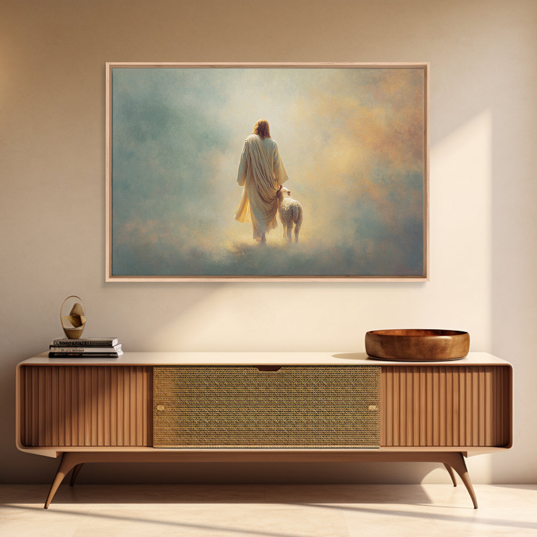 Light Of The Shepherd, Framed Canvas Print, Jesus Painting, Christian Art Canvas, Christian Wall Art, Modern Christian Art, Christian Chris