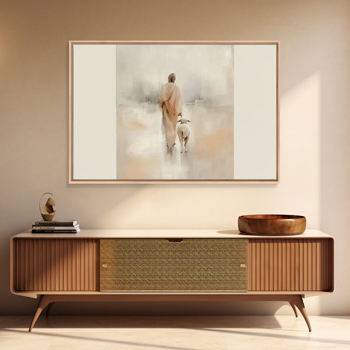 Path Of Mercy | Framed Canvas Print | Christian Art Canvas | Jesus Painting | Minimalist Christian Art | Christian Wall Art | Modern Christ